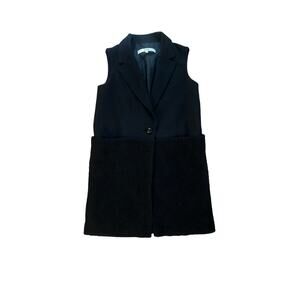 Women 4 RHIE Black Wool Drape Jacket Vest Sleeveless Layering Made in Japan